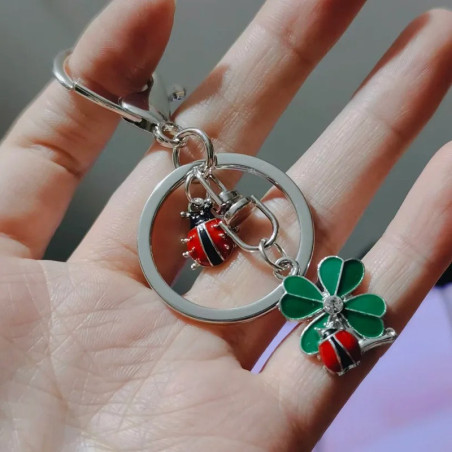 Magnifique Porte-clés Coccinelle "Bijou du Jardin"