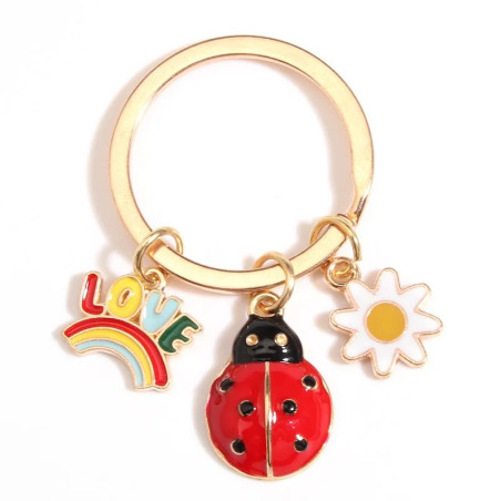 Porte-clés Coccinelle "Arc-en-Ciel de Bonheur"