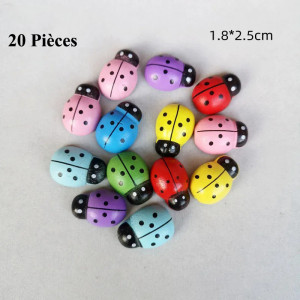 Décoration Figurine Coccinelles Multicolores -18 mm x 25mm - Lot de 20 pièces