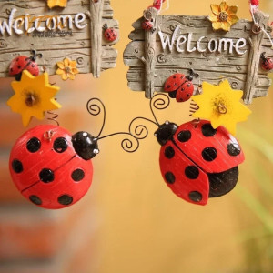 Vue générale du Petit panneau Coccinelle "Bienvenue" - 2 versions au choix !