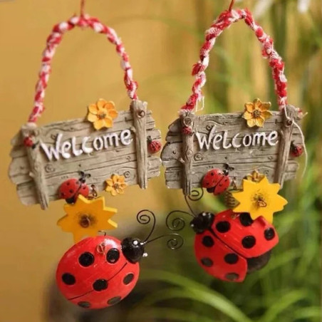 Petit panneau Coccinelle "Bienvenue" - 2 versions au choix !