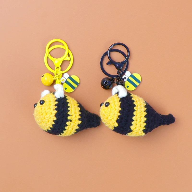 Porte-clés Abeille Zébrée Jaune et Noir - 2 modèles au choix