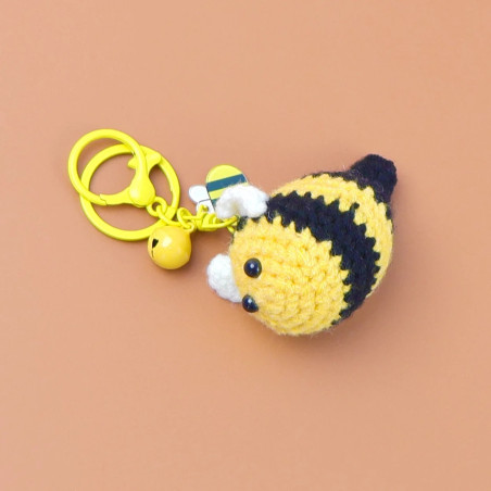 Vue de côté du Porte-clés Abeille Zébrée Jaune et Noir