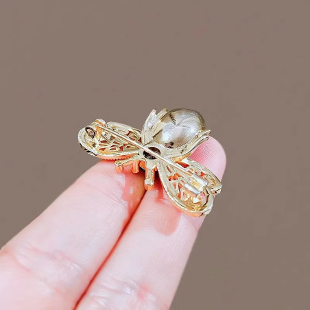 Vue Arrière Broche Libellule éclats de Cristal Vert et Or