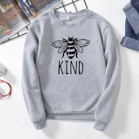 Sweat-shirt Abeille pour femme BEE Kind Couleur Gris