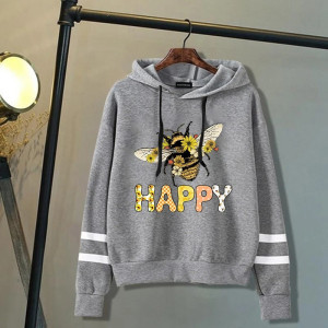 Hoodie Abeille - Bee  Happy Couleur Gris