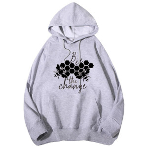 Hoodie Abeille - Bee The Change Couleur Gris