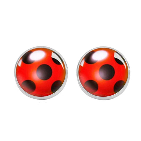 Avant Boucles d'Oreilles Coccinelle Bouton en Acier Inoxydable - 2 couleurs au choix