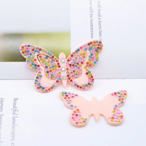Écussons Papillon Double Aile de Papillon Strass 3D couleur Beige