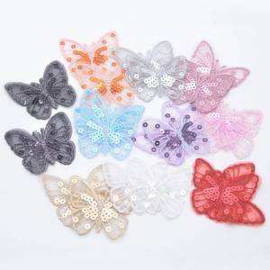 Écussons Papillon à coudre Aile de Papillon Maille et Paillettes - Lot de 10 pièces - 11 couleurs au choix !