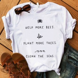 "Help More Bees" Bienen T-Shirt für Damen | 100% Baumwolle