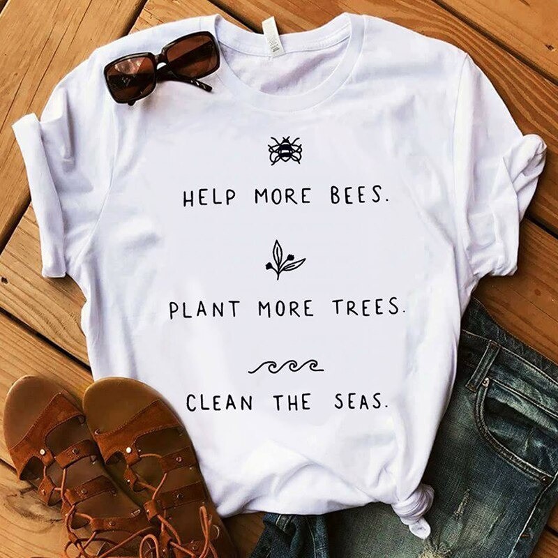 "Help More Bees" Bienen T-Shirt für Damen | 100% Baumwolle