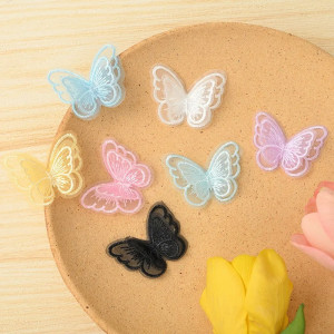 Écussons Papillon Ailes Papillon en Dentelle Double Couche effet 3D - 5x4 cm - Lot de 10 pièces - 5 couleurs au choix