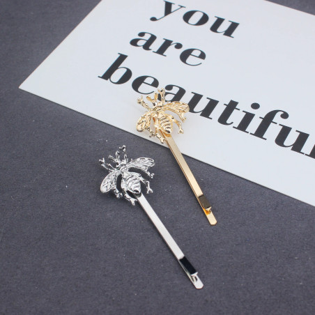 Barrette Abeille couleur or ou couleur argent