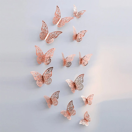 Autocollant Mural Créatif Papillon Creux 3D - couleur Rose
