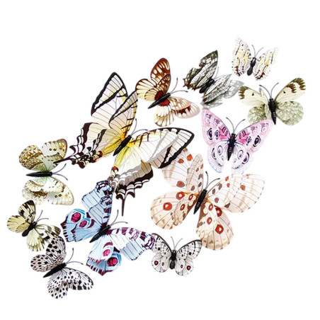 Autocollants Muraux Papillons en 3D couleur panaché