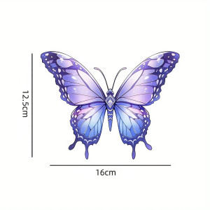 les dimensions Sticker Papillon Violet en PVC - 16cm x 12.5cm
