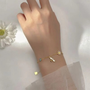 Bracelet Abeille Charme Nature - Marguerites et Abeille modèle or
