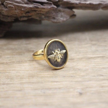 Bague ovale en pierre naturelle pour femmes couleur Labradorite