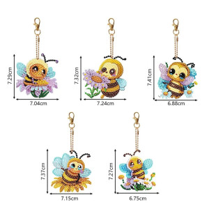 Dimensiosn Lot de 5 porte-clés breloques abeilles DIY peinture diamant