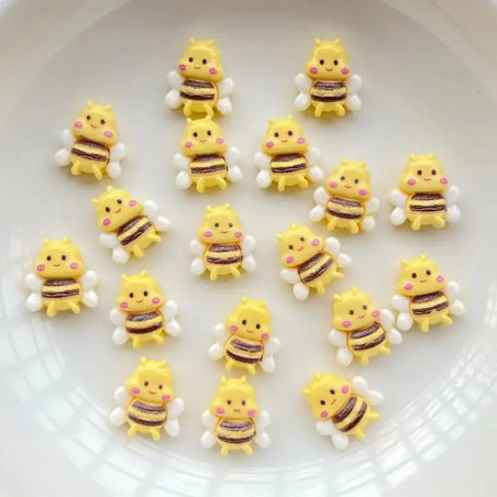 Vue détaillée Décourations pour ongles en forme d'abeille 3D en résine - Lot de 20 pièces !