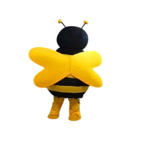 Vue Arrière Costume de mascotte d'abeille aux rayures noires et jaunes !