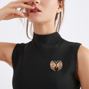 Vue Portée Grande Broche Papillon Style Inca