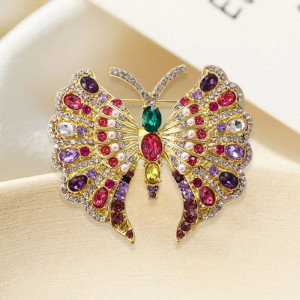 Vue détaillée Grande Broche Papillon Style Inca