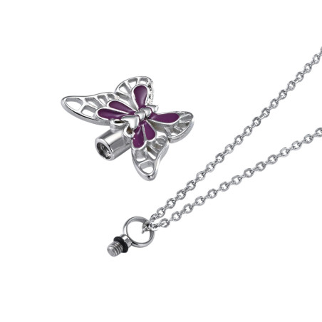 Vue détaillée Collier papilion aux ailes déployées Strass violet
