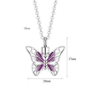 Dimensions Collier papilion aux ailes déployées Strass violet