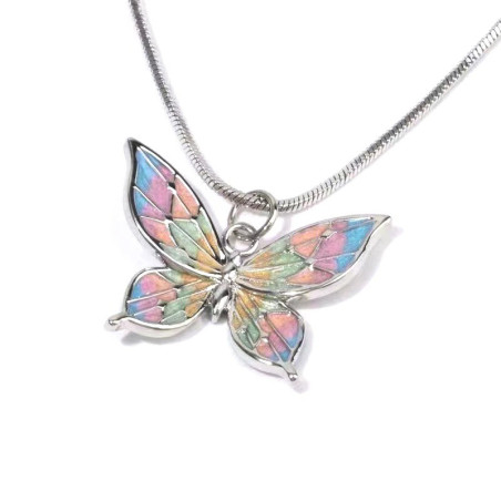 Collier papilion vintage multicolore