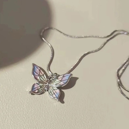 Vue générale Collier papilion vintage multicolore