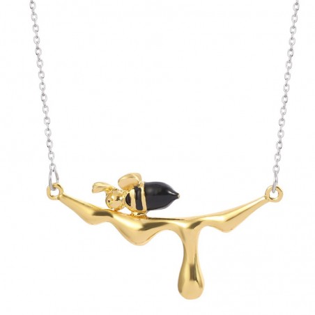 Collier en forme d'insecte au miel d'abeille pour femmes couleur or