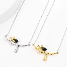Collier miel d'abeille pour femmes couleur or ou argent