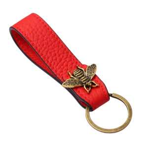 Schlüsselanhänger Biene „Königliche Eleganz“ | Leder & Bronze