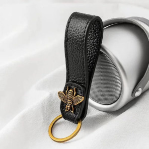 Schlüsselanhänger Biene „Königliche Eleganz“ | Leder & Bronze