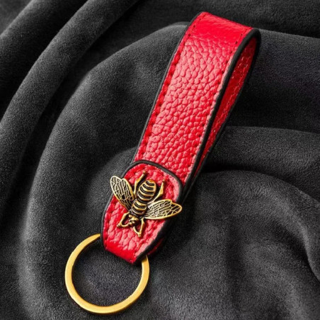 Schlüsselanhänger Biene „Königliche Eleganz“ | Leder & Bronze