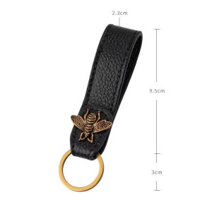 Schlüsselanhänger Biene „Königliche Eleganz“ | Leder & Bronze