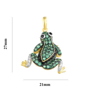 Frosch Anhänger 925 Silber - Grüner Spinell & Zirkonia