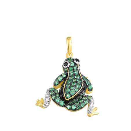 Frosch Anhänger 925 Silber - Grüner Spinell & Zirkonia