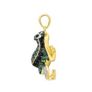 Frosch Anhänger 925 Silber - Grüner Spinell & Zirkonia