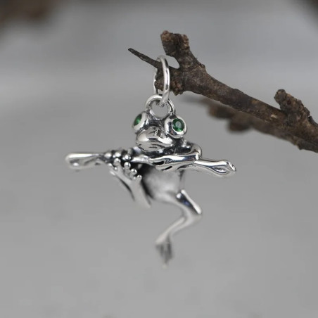 Frosch Anhänger 'Ast-Virtuose' aus 925 Silber - Naturschmuck