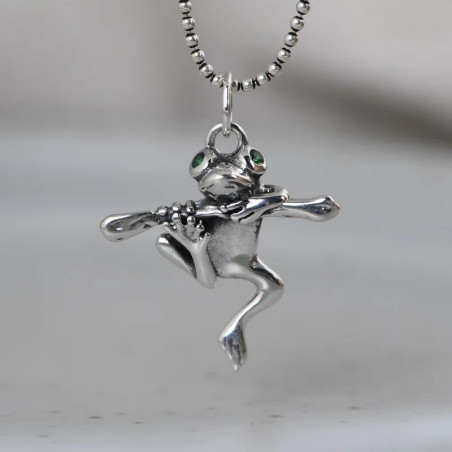 Frosch Anhänger 'Ast-Virtuose' aus 925 Silber - Naturschmuck