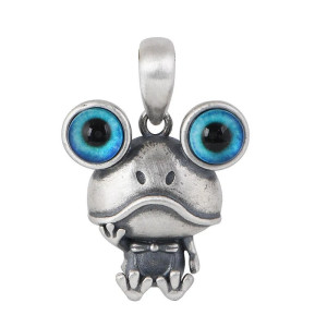 Frosch Halskette aus 925 Silber mit Saphir | Naturschmuck
