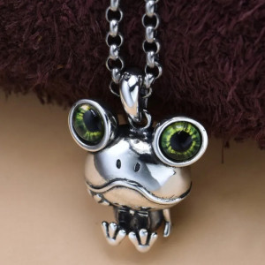 Frosch Halskette Mystisches Grünes Auge | 925 Sterling Silber