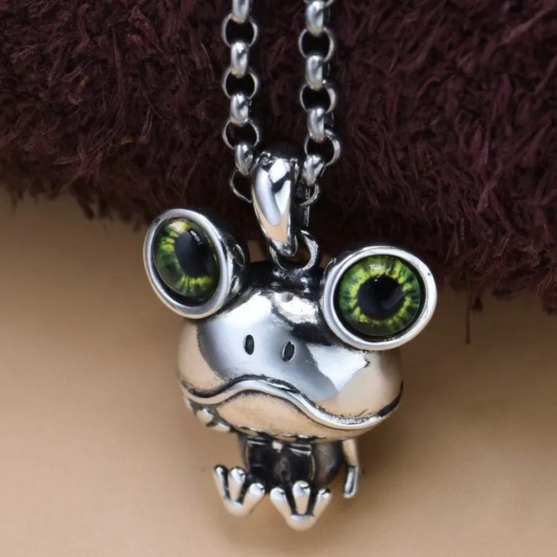 Frosch Halskette Mystisches Grünes Auge | 925 Sterling Silber
