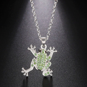 Frosch Halskette mit smaragdgrünem Strass – Einzigartiger Schmuck