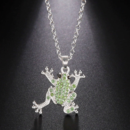 Frosch Halskette mit smaragdgrünem Strass – Einzigartiger Schmuck
