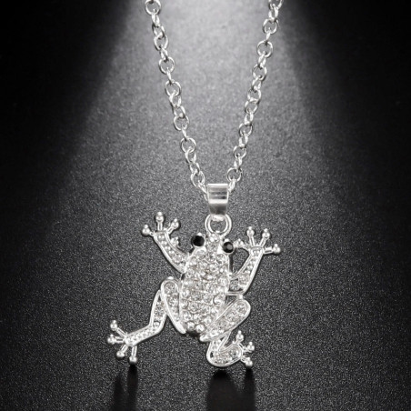 Frosch Halskette mit smaragdgrünem Strass – Einzigartiger Schmuck