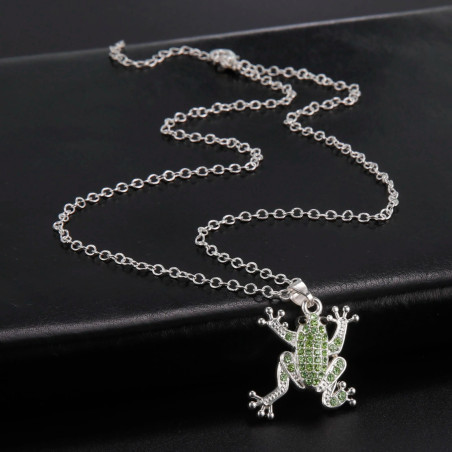 Frosch Halskette mit smaragdgrünem Strass – Einzigartiger Schmuck